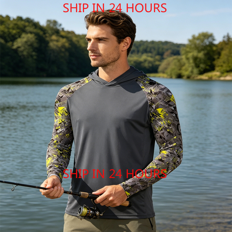 Fishing Shirt Uv Protection - Abbigliamento da Pesca, Felpa con Cappuccio
