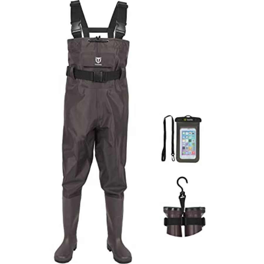 Fishing Waders - Wader con Stivali Integrati, in Nylon/PVC