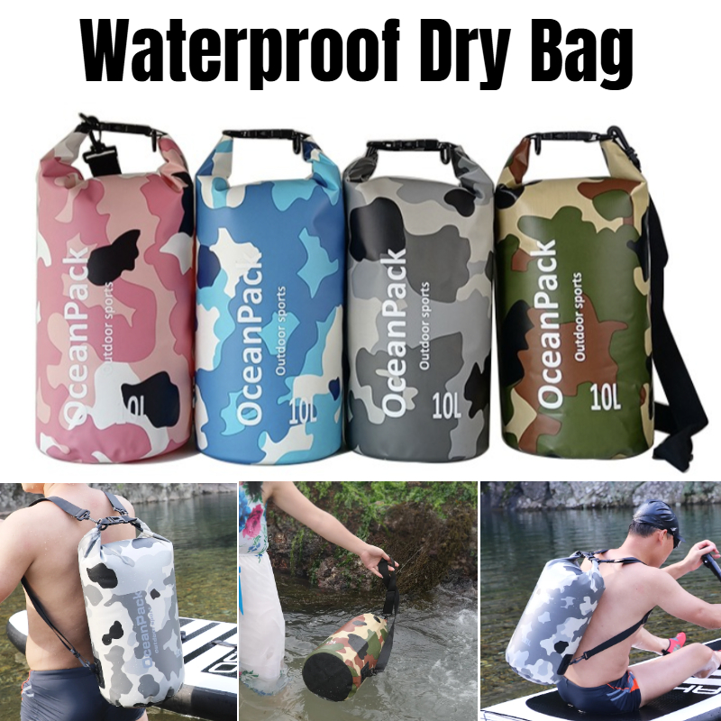Fishing Bag Waterproof - Borsa Impermeabile Mimetica con Chiusura Roll-Top,