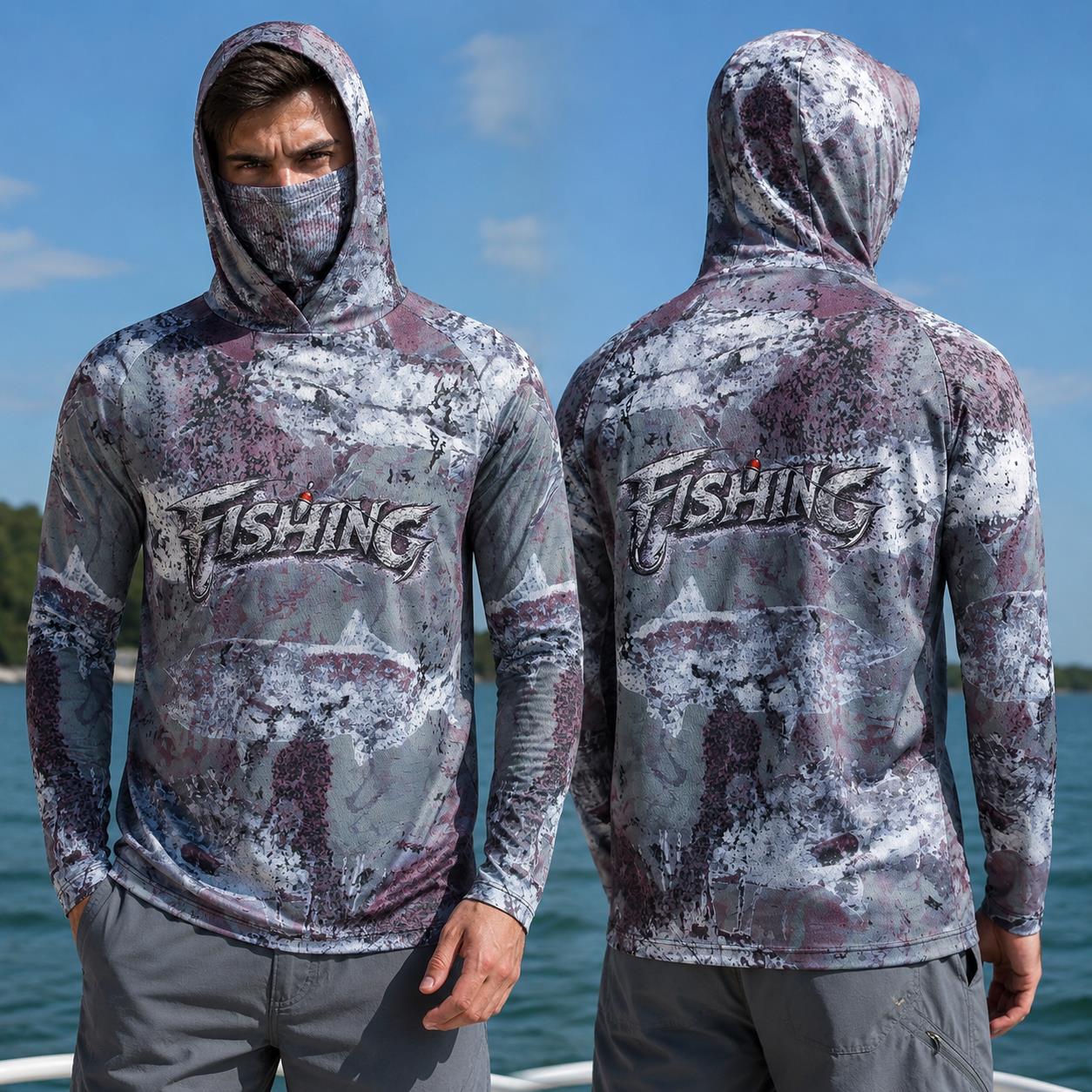 Fishing Mask Sun Protection - Maglia da Pesca con Cappuccio da