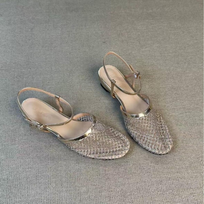 Fishing Belt - Sandali con zeppa scavata e strass